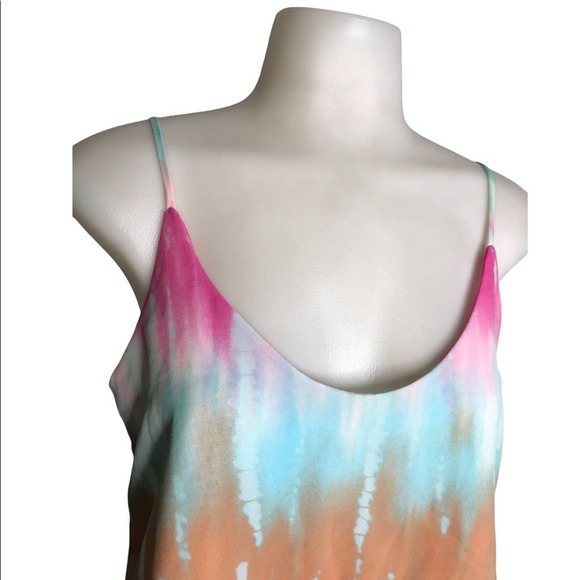 Soprano | Fun bright tie dye colorful spaghetti strap asymmetrical top - Picture 3 of 7